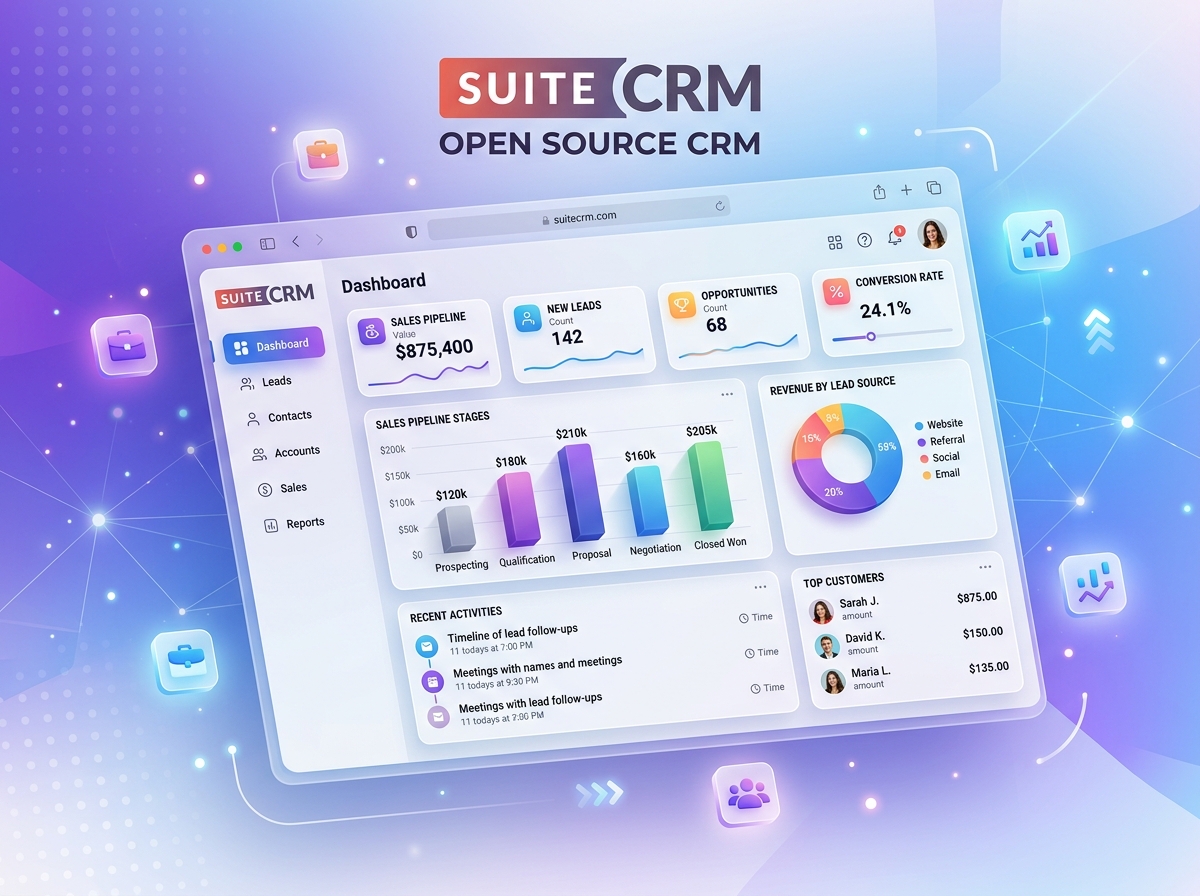 Interface et tableau de bord SuiteCRM